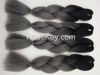 Wholesale Synthetic Jumbo Ombre Braiding Hair Extension 24" 100g/piece Black/dark grey African Ombre Box Braiding Styles