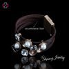 2014 New Design Pearl & Crystal Leather Bracelet For Women