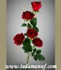 110cm 3 heads artificial flower of pink silk rose branch