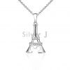 Silver J 925 sterling silver pendant short necklace Eiffel Tower pendant jewelry for gift