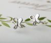 Elegant butterfly shape 925 sterling silver ear stud earrings for gift