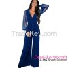 wholesale fashion long mesh sleeves ladies jumpsuit