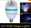 RGB Full Color E27 3W AC 110V 220V LED Bulb Crystal Auto Rotating