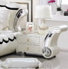 Bisini Modern White Oval Genuine Leather Bed, Double Bed