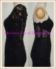 AA71414 Sexy Black Embroidered One Shoulder Long Sleeve Long evening d