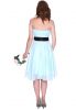 Elegant Strapless Bridesmaid Prom Homecoming Chiffon Short Dress with Removable Satin Belt
