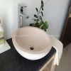  Galala Beige Marble Round Basin with Rough Exterior
