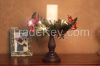 Home Impressions 16"H Brown Cedar candle holder with Mixed Pine Centerpiece,battery operated