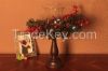 Home Impressions 18"H Brown Cedar candle holder with Mixed Pine Centerpiece,include 1 glass top,battery operated