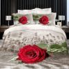 3d red rose print 100% cotton reactive printed bedding set