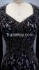 Y020 Sheer Beaded Chiffon Lace Long Sleeves Evening Dress