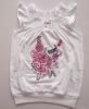 little girl wings sleeve smocking t shirt with flower embroidery