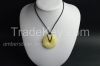 Baltic Amber Pendant - Donut with leather neck-chain necklace