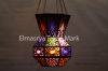Handmade Oxidize Brass Lantern Lamp Lighting - With Multiple Color Glass - Chandelier Lighting - # CH-103