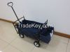 Blue Folding Wagon 600D Polyester Fabric Steel Frame Camping Beach