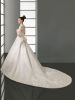 Ball Gown V Neck Long Sleeve Natural Waist Floor Length Satin Wedding Dress