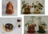 Flower pot-Metal bird,...