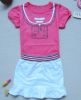 Girl summer clothing stock wholesale baby girl dress sets T-shirts and skirts