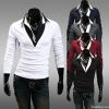 Long Sleeve Collar T-shirt (Free Shipping! Men#039s Wear Fake Two Piece) 