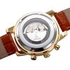 Automatic mechanical Wrist Calendar Genuine Leather Gold Big Dial Dress watch for men