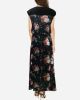 Black Floral Pattern Half Sleeve Maxi Dress