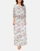 Floral Pattern Chiffon lined 3/4 Sleeve Maxi Dress