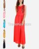 SSDR11-Shoulder Floral Viscose/Cotton Maxi Dress
