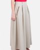 SSK407-Leather Pocket Plain Flare Maxi Skirt