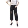 Fashion nine points cropped black grenadine cutting blank casual ladies pants trousers