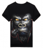 New 3D mens black cotton T-shirt printed shirt Night Gorilla light luminous T-shirt