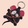 Cute Little Black Mouse Leather Animal Keychain 