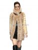 mink long coat with down feather sleeves fox collar