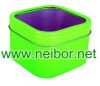 square tin box with cl...