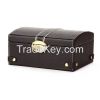 Classic Black Leather Button Tie Box for Jewelry Products