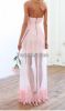 strapless pink lace  mesh Maxi Evening sexy Party Prom fashion dress OM159