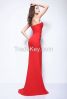 Red One-shoulder Sweetheart Neckline Fitted Floor Length Chiffon Prom Dress