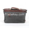 fashion young men's canvas and genuine leather laptop bags/briefcase 