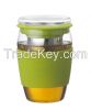 glass tea cup coffee mug with silicone sleeve JMHG030B