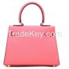 genuine leather top handle women handbags pink