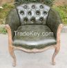 Modern Dining Room Chair Wooden Frame Relax Black, Single Leather Chair