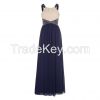 Elegant evening dress decorated with beads and sequins, made from 100%