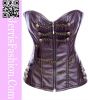 Fashion sexy steel bone black leather corset top tight with trains