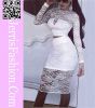 Cheap sexy white lace knee length dress bandage dress for women