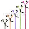 Stereo Bass Headset In Ear Metal Zipper Earphones Headphones With MIC 3.5mm Jack Standard With Tracking Number 2014 Style