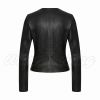 Women Leather Jacket with Quilted Front