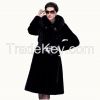 2015 Top Luxury Mink Hair Statehood Women Black Merino Sheepskin Fur Wool X-long Genuine Leather Jacket Outerwear coat Overcoat