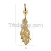 925 Sterling Silver Feather Charm, Pendant (rhodium, gold or rose plating available)