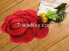 3D Design Shaggy Red Rose Shaped Area Rug For Bedroom