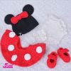 Baby kint skirts set children sweater kintting wear polka dots tutu skirt and shoes with mouse bow