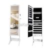 Classical Large Floor Standing Wooden Mirrored Jewelry Cabinet Bedroom